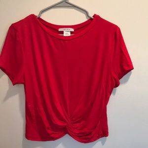 Red Short Sleeve Crop Top